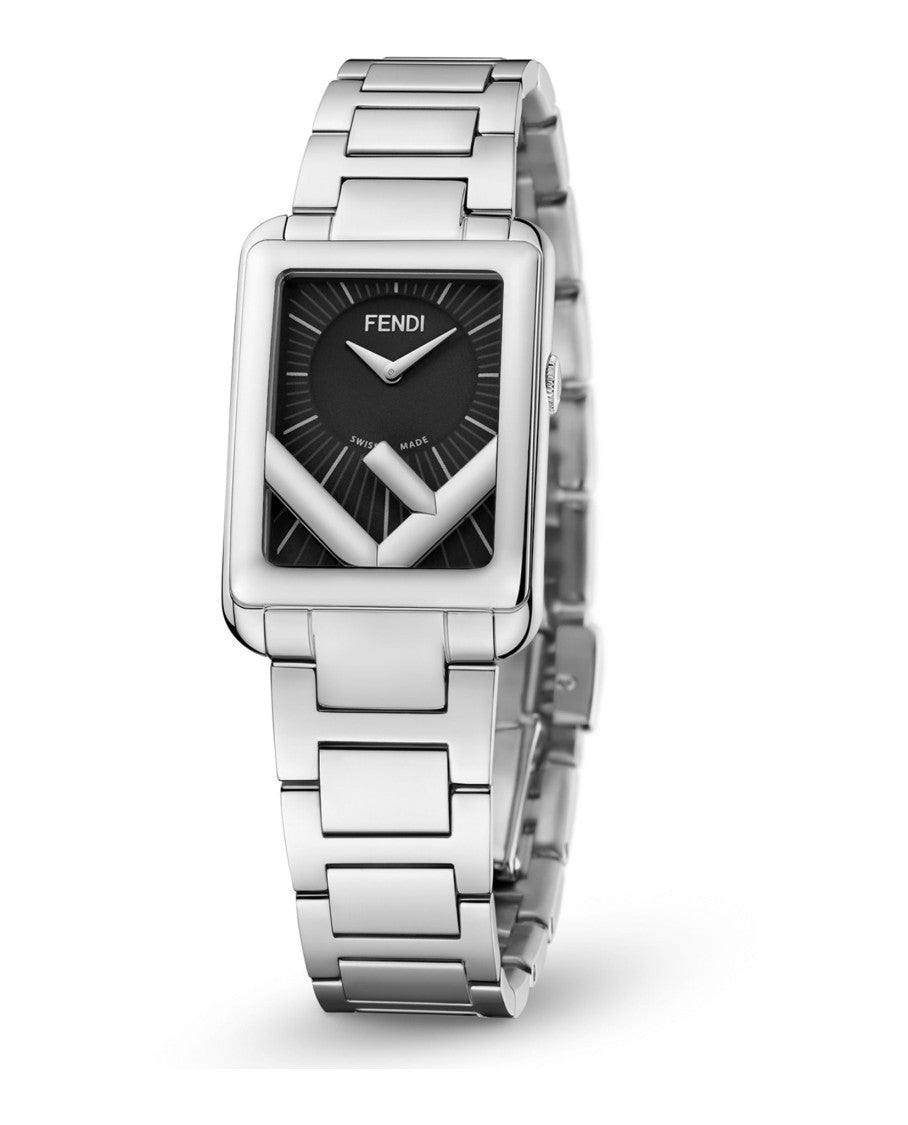 Fendi Run Away Bracelet Watch With Rectangular Face And Black Opalin Dial