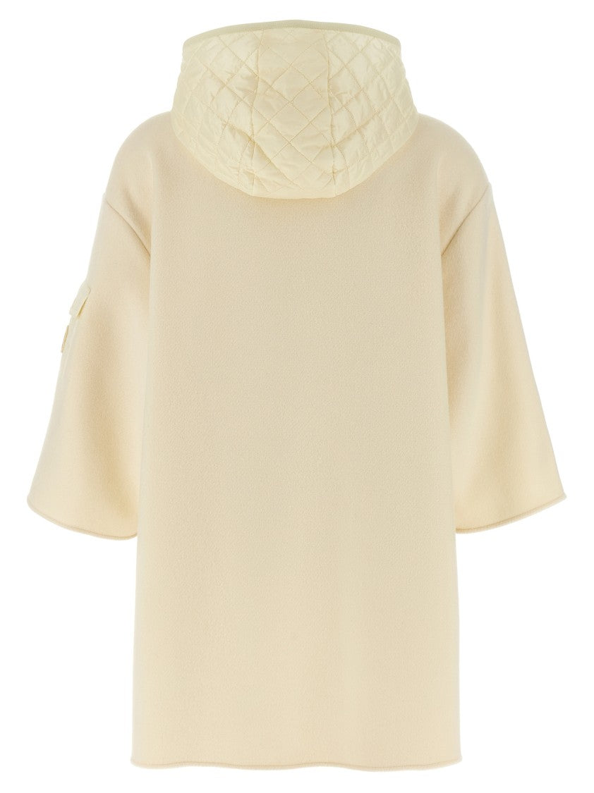 Moncler Two-Material Cape With Padded Quilted Hood