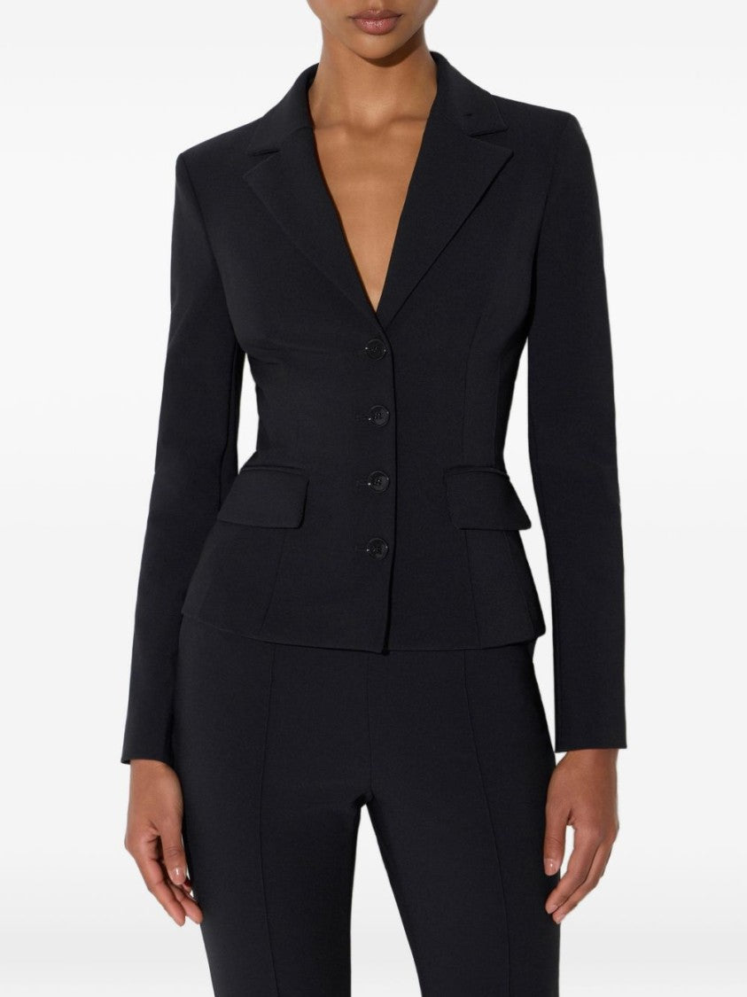 Elisabetta Franchi Black Structured Flared-Hem Tailored Jacket