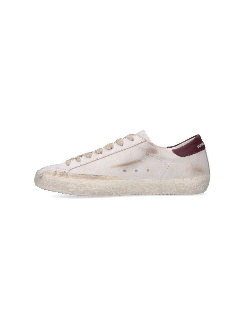 Golden Goose White Super-Star Distressed Leather Low-Top Sneakers