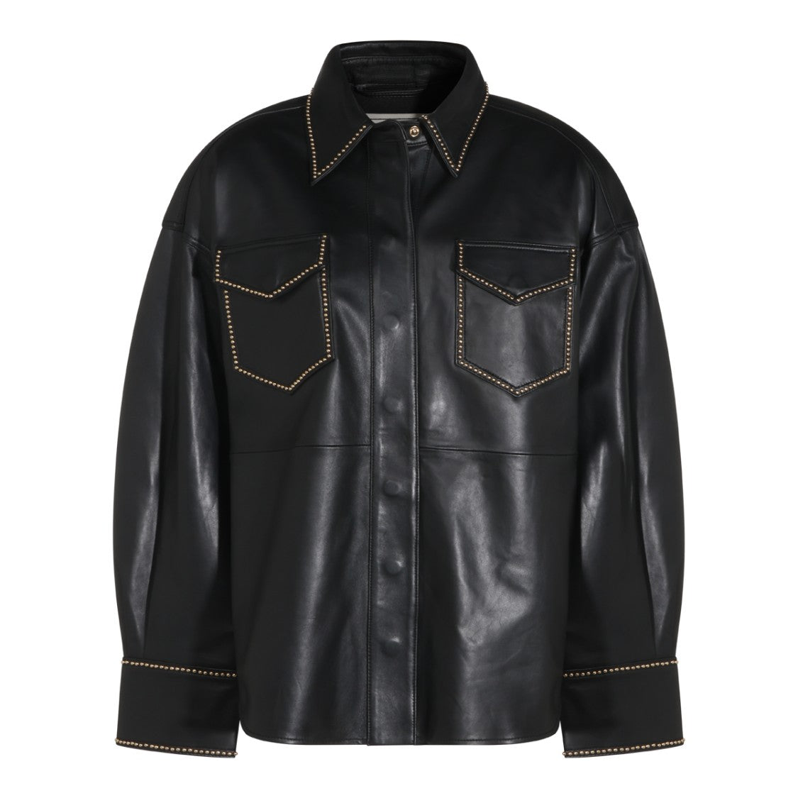 Blumarine Black Studded Leather Shirt