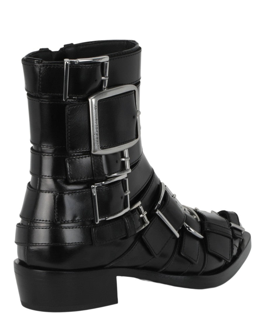 Alexander Mcqueen Strappy Punk Ankle Boots
