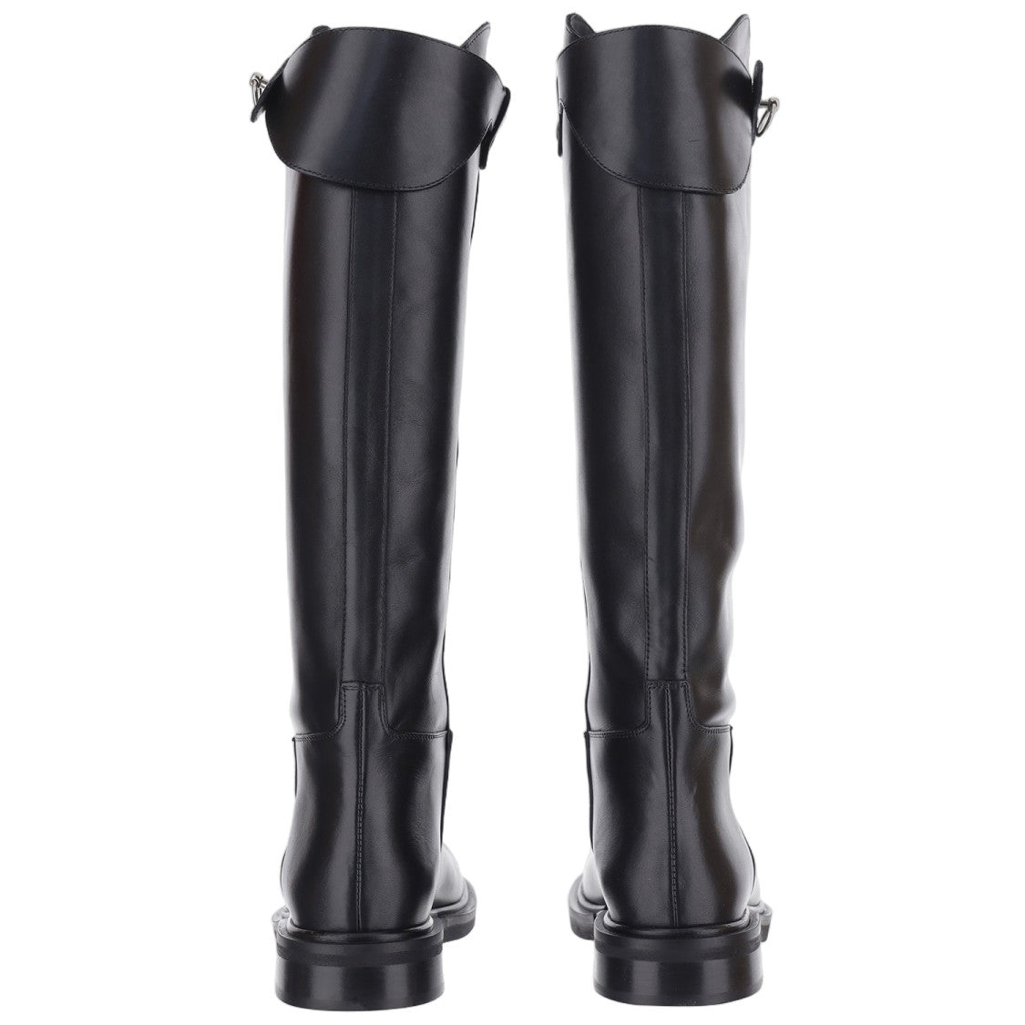 Poeve Black Leather Ring Detail Tall Boots