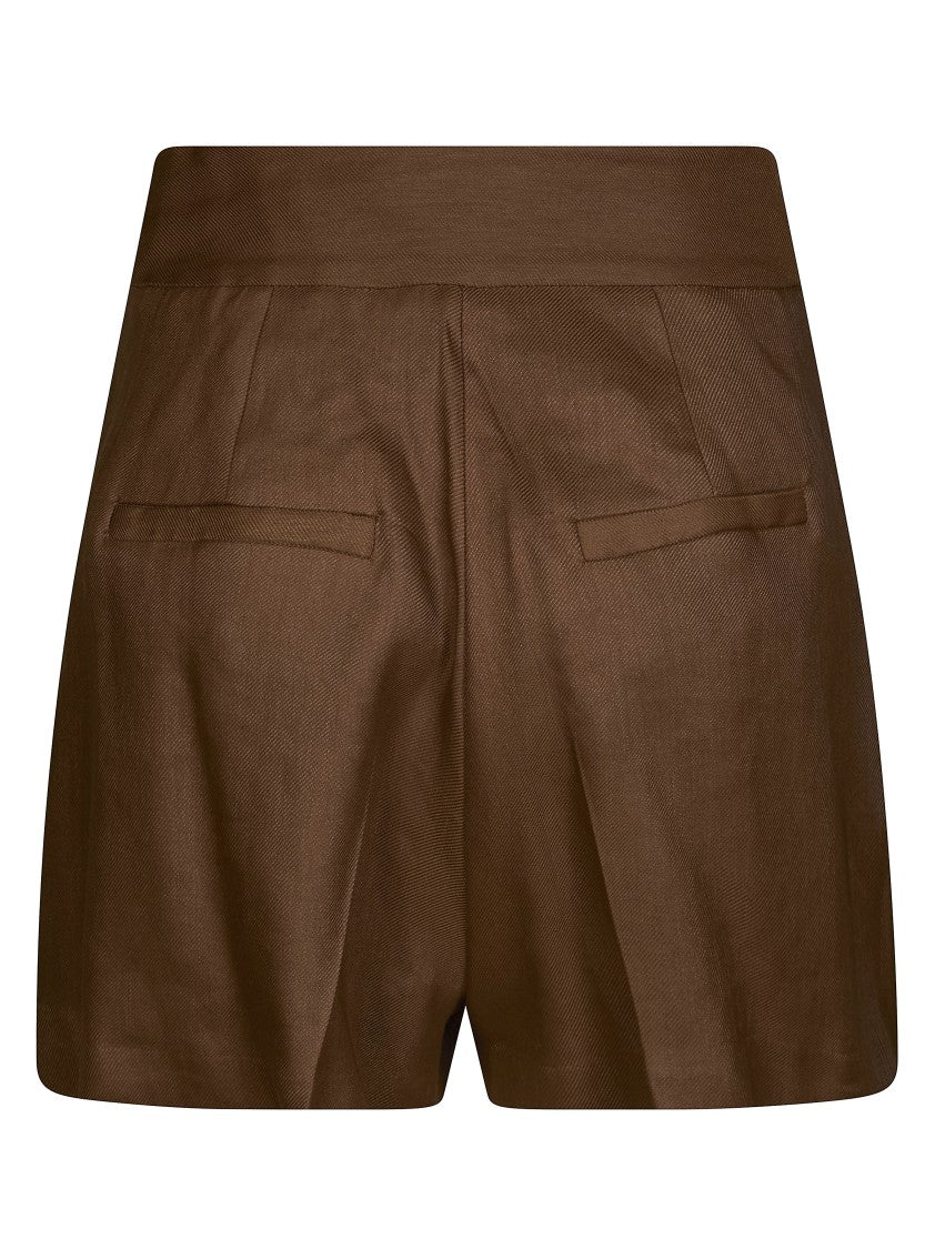 Elisabetta Franchi High Waist Buttoned Tab Pleated Shorts