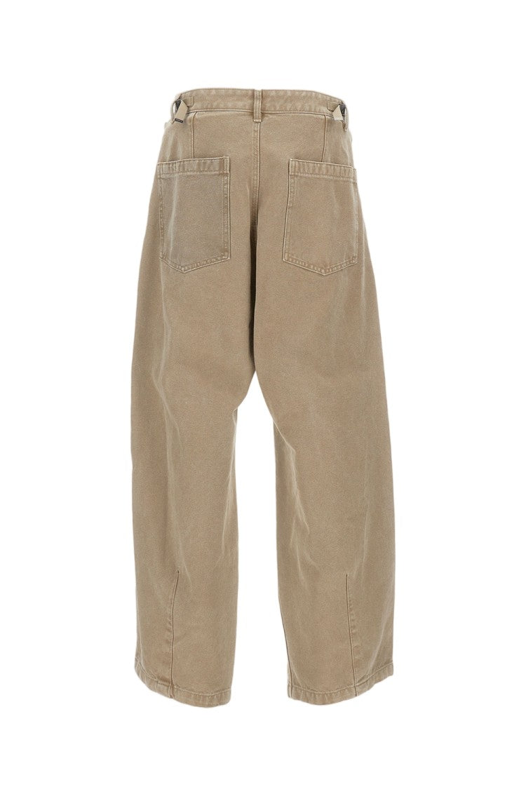 Wooyoungmi Cotton Wide-Leg Trousers With Adjustable Double Buckle Waistband