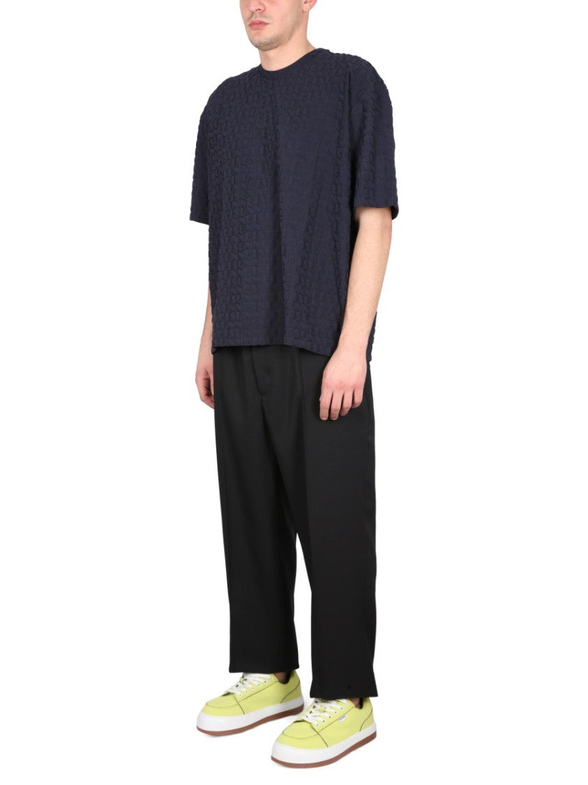 Sunnei Textured All-Over Logo Crewneck T-Shirt