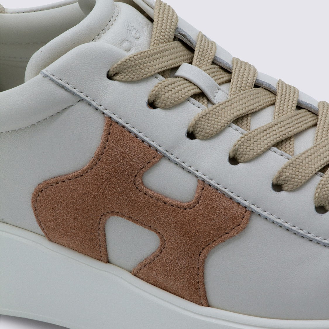 Hogan White Leather Sneakers With Suede Accent