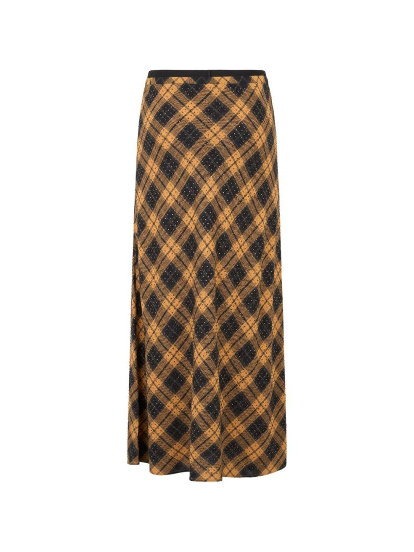 Pinko Gusana Check Pattern All-Over Logo Midi Skirt