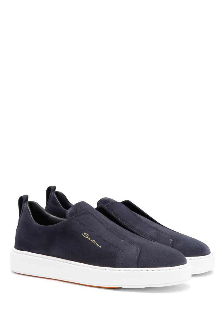 Santoni Suede Slip-On Sneakers