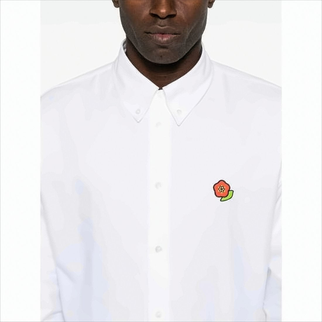 Kenzo Long-Sleeve White Shirt With Button-Down Collar