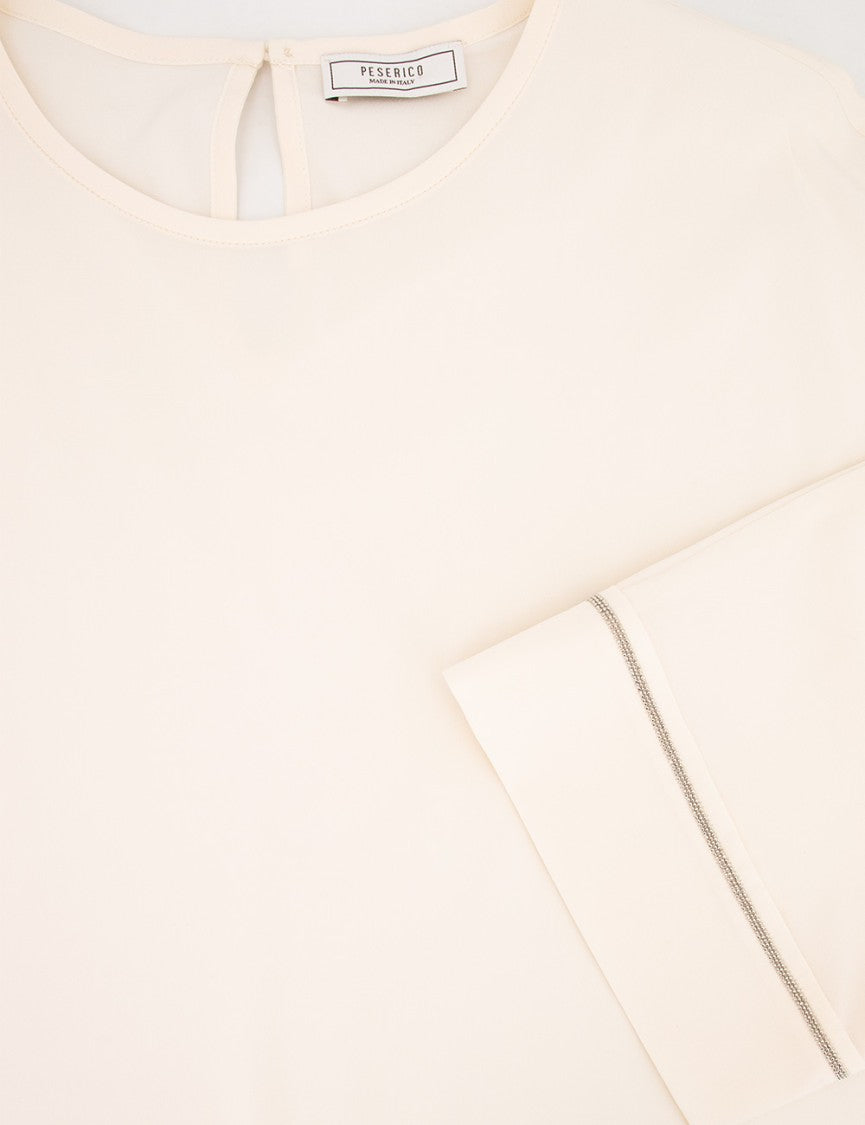 Peserico Jewel-Toned Silk Sweater With Three-Quarter-Length Sleeves