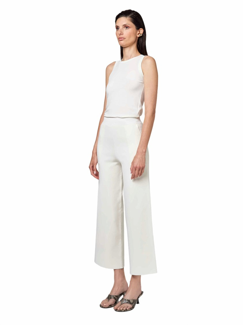 Alpha Studio Viscose Wide-Leg Cropped Pants