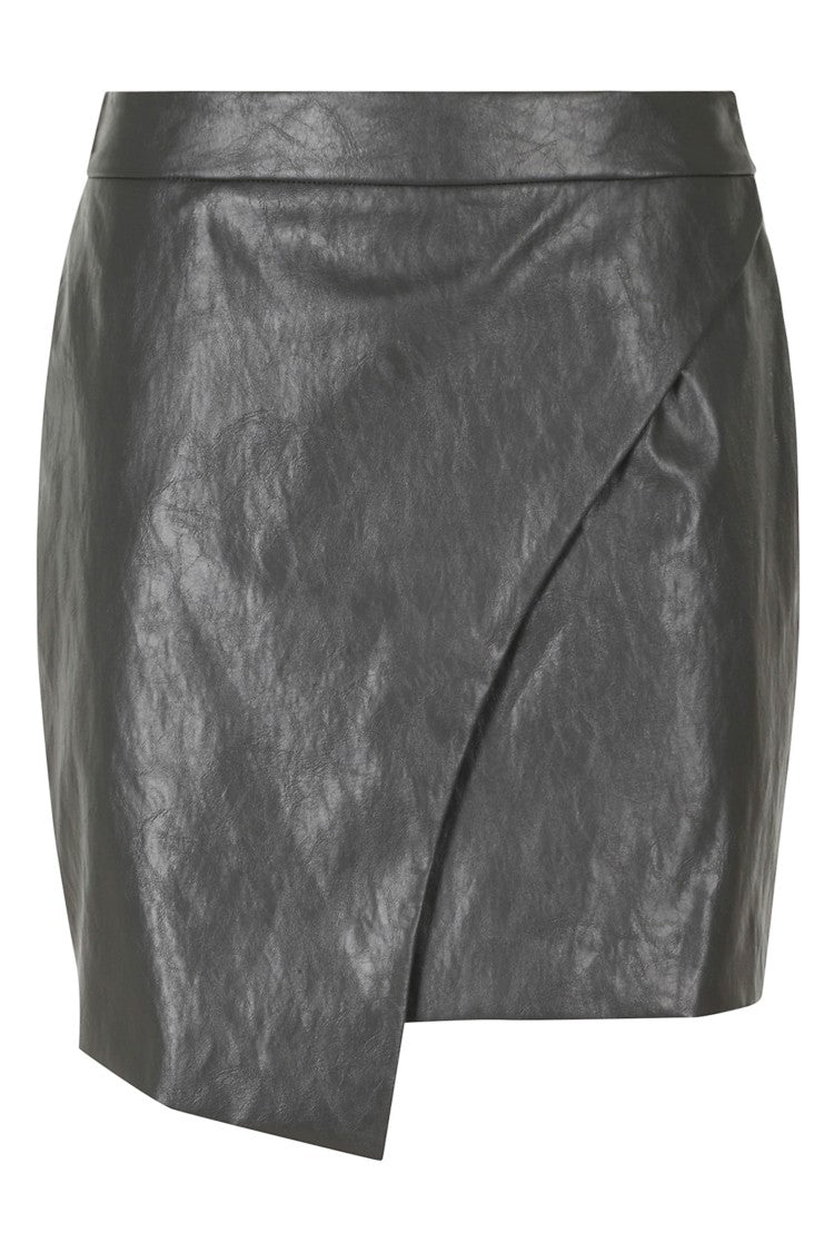 Federica Tosi Anthracite Asymmetrical Metallic Trim Polyurethane Mini Skirt