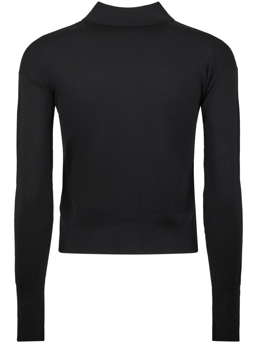 Max Mara Fitted Black Cardigan With Classic Collar