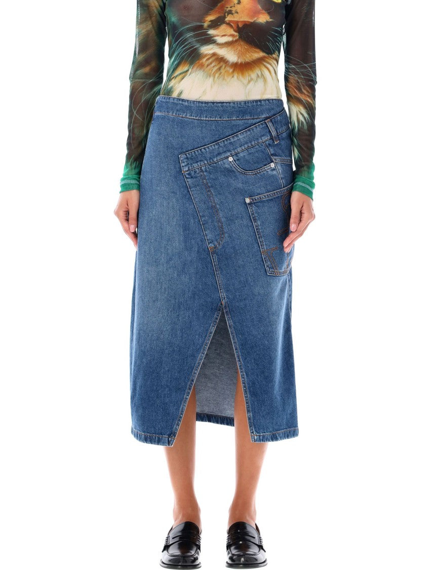 J. W. Anderson Denim Twisted Midi Skirt