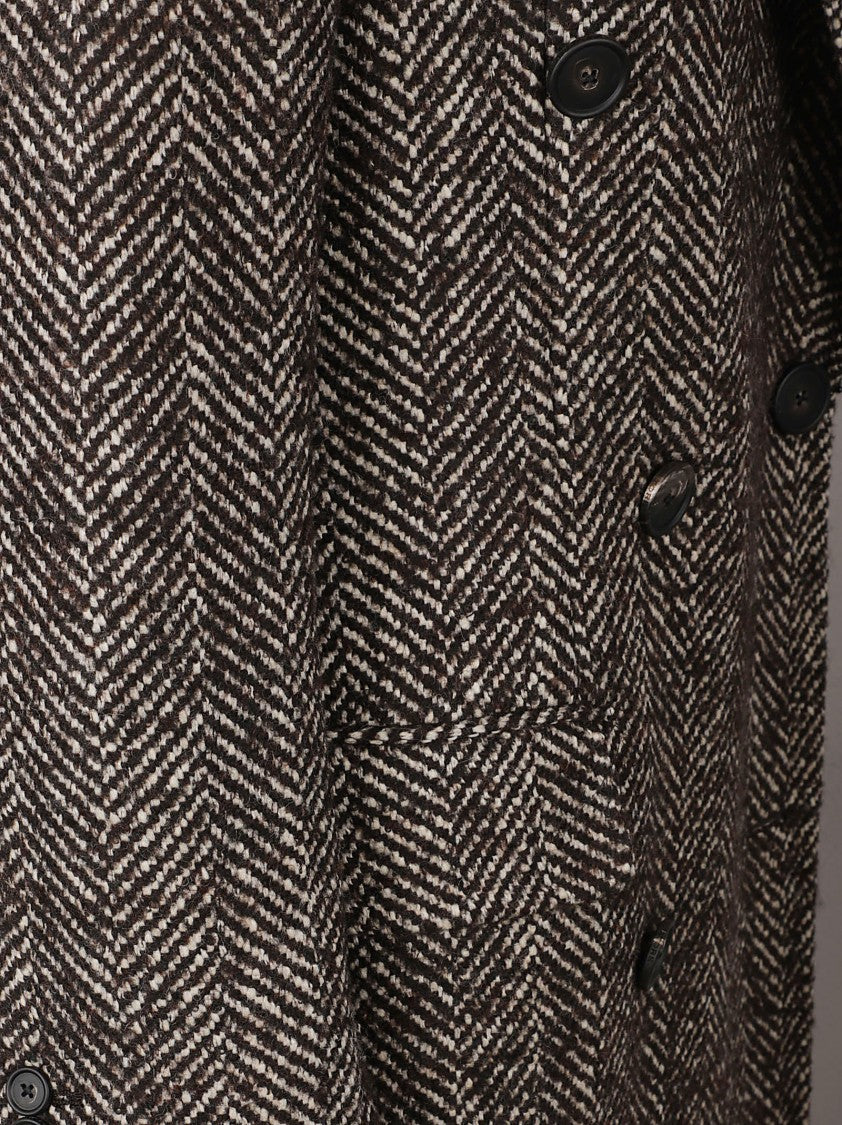 Tagliatore Double-Breasted Tailored Herringbone Coat