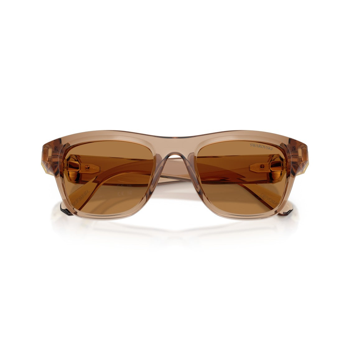 Swarovski 0Sk6056u Translucent Brown Square Sunglasses With Gold-Tone Accents