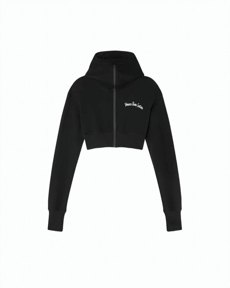 Versace Cropped Black Hoodie With High Collar