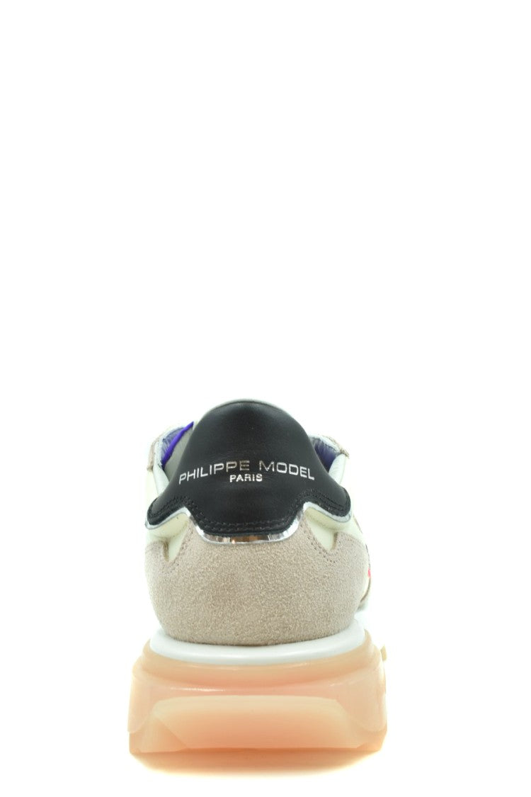 Philippe Model Beige Leather Translucent Sole Low-Top Sneakers
