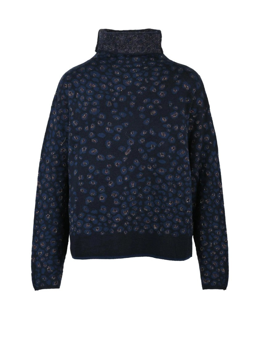 Alessia Santi High Neck Sweater With Metallic Fiber Accents