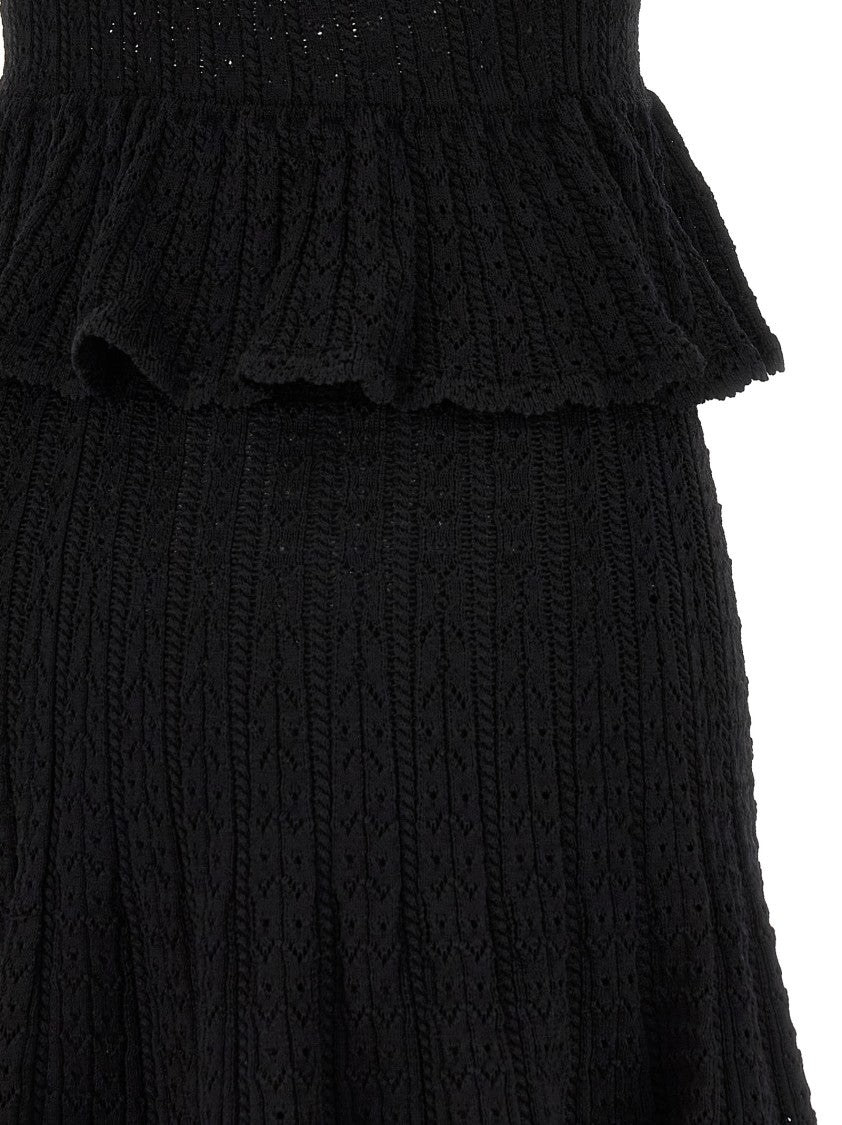 Self-Portrait Black Pointelle Knit Mini' Dress