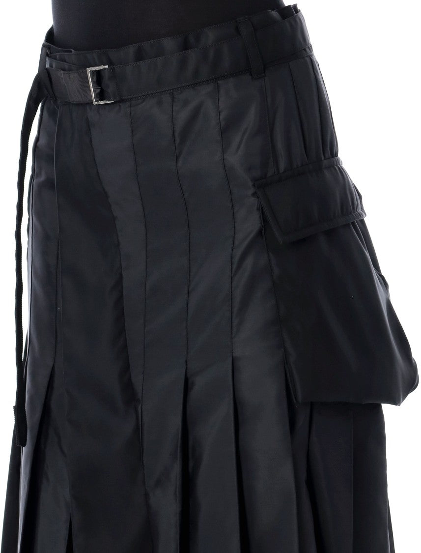 Sacai Pleated Midi Skirt With Cargo Pocket