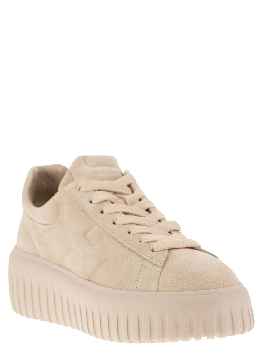 Hogan Suede H-Stripes Sneakers With Memory Foam Cushioning