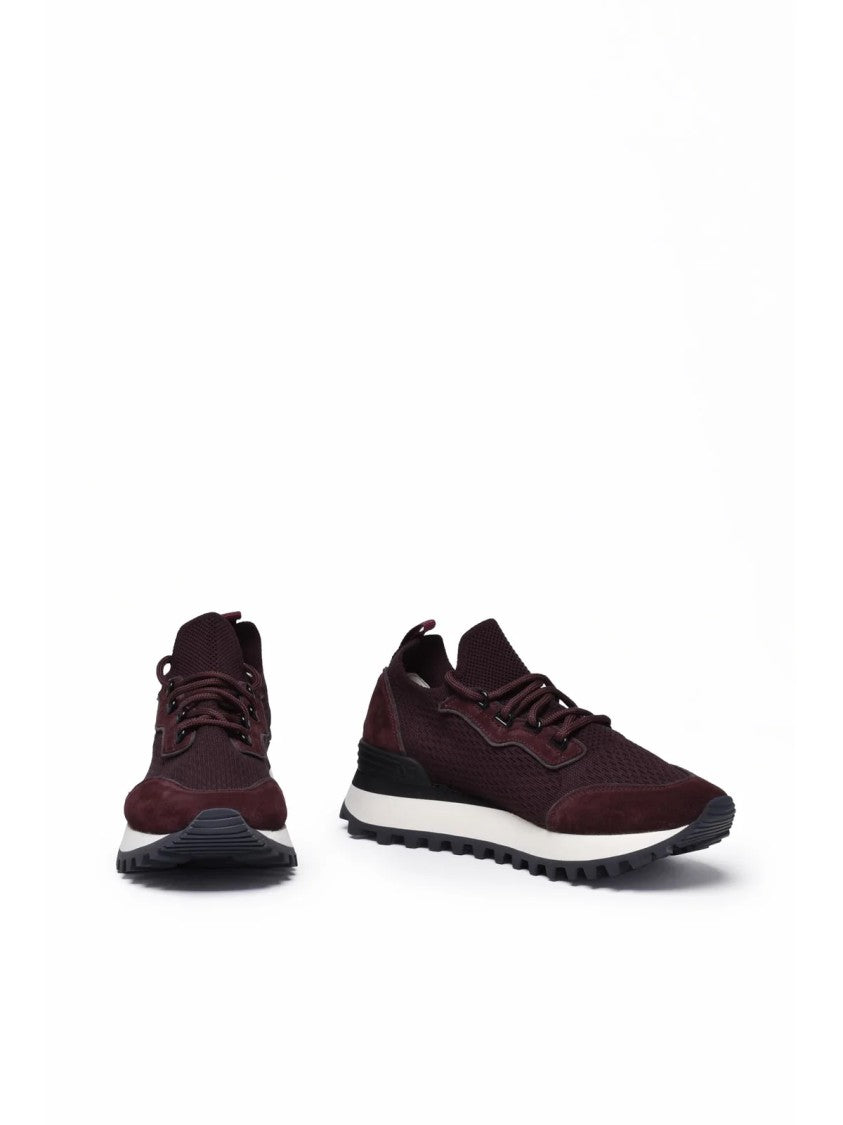 Eleventy Red Stretch Upper Suede-Blend Sneakers