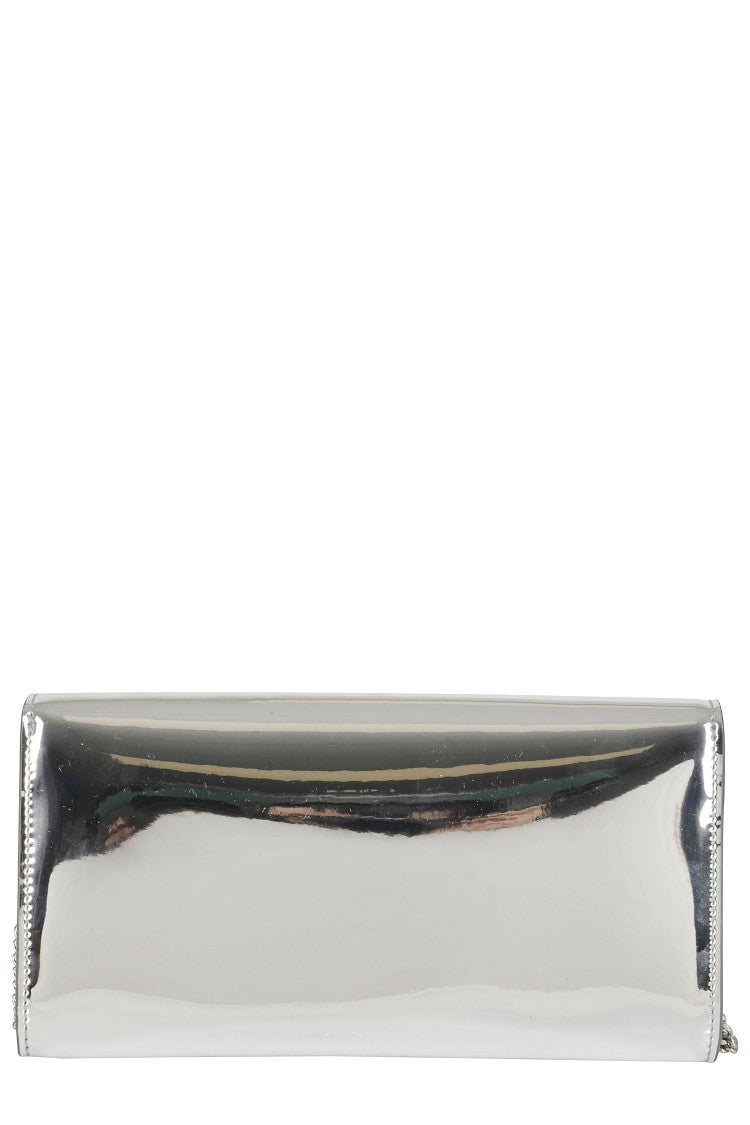 Jimmy Choo Silver Emmie Patent Glitter Metallic Leather Handbag
