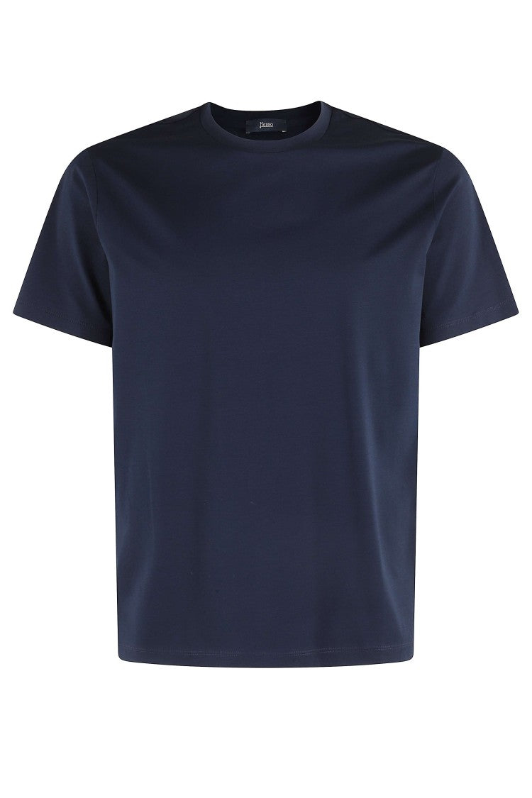 Herno Navy Blue Basic Crew-Neck Stretch Cotton T-Shirt