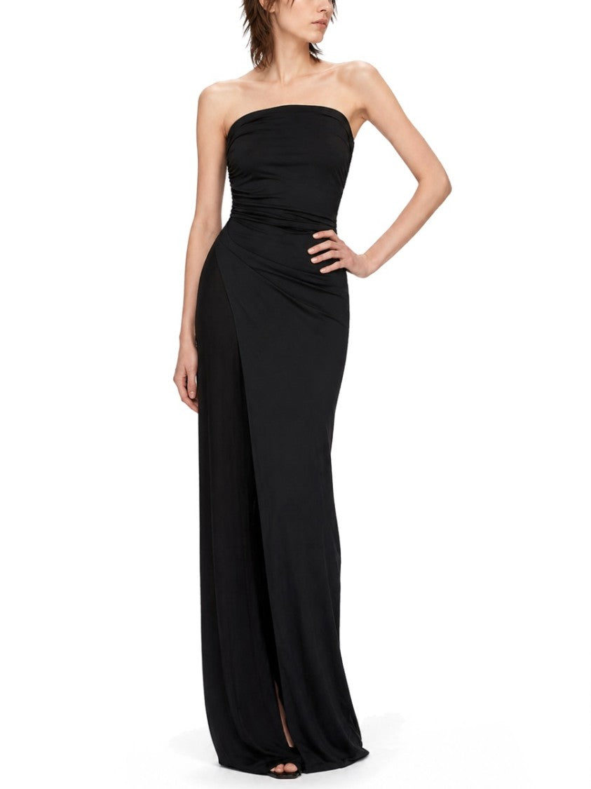 Rick Owens X Lilies Strapless Subtle Ruching Viscose Midi Dress