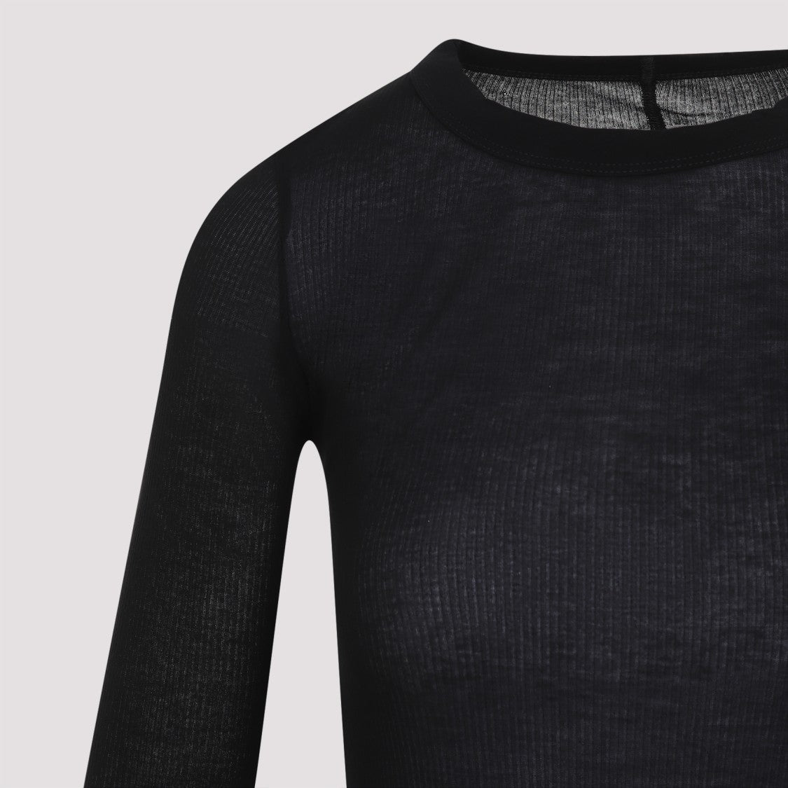 Rick Owens Rib Ls T Black Viscose Top