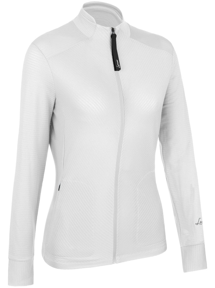 Lamunt White Emy Light Full Zip Textured Jacket