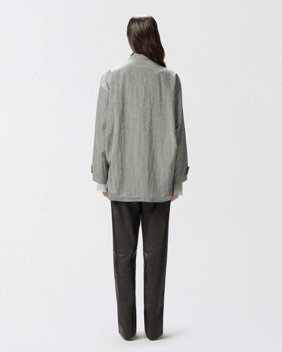Pinko Grey High Collar Perforated Jacket