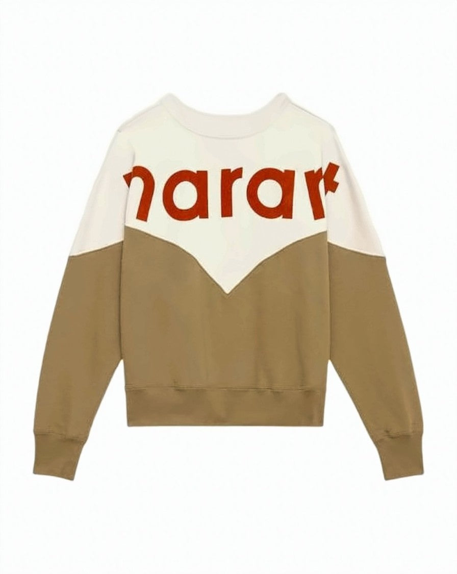 Isabel Marant Two-Tone Long-Sleeve Sweatshirt With Oversized Lettering