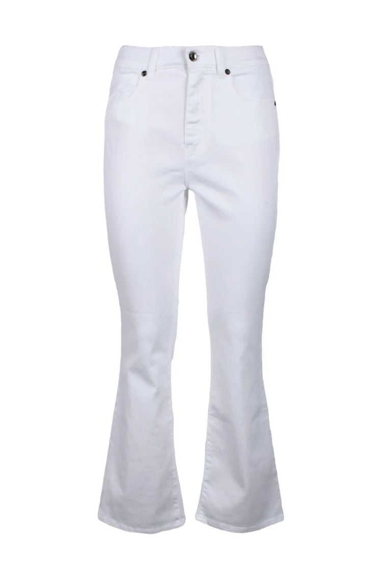 Costume National C. Fitted White Trousers With Flared Hem And Five-Pocket Design