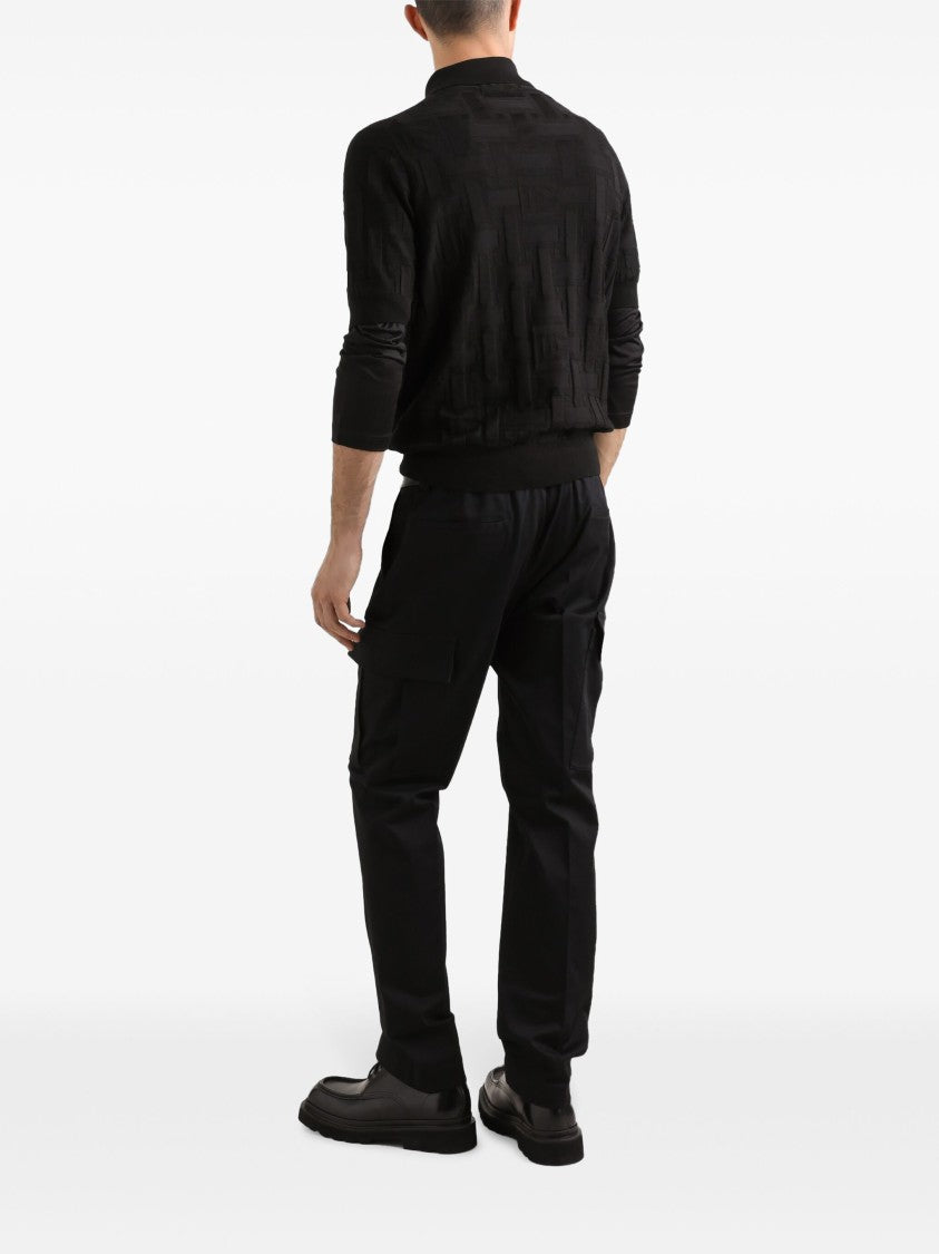 Dolce & Gabbana Silk Dg Logo Jacquard Polo Shirt