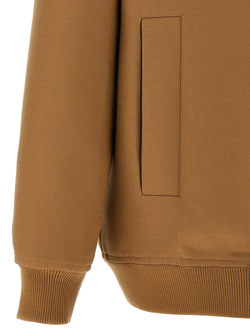 Gucci Stretch Ribbed Knit Wool Jacket With Gg Monogram Lining