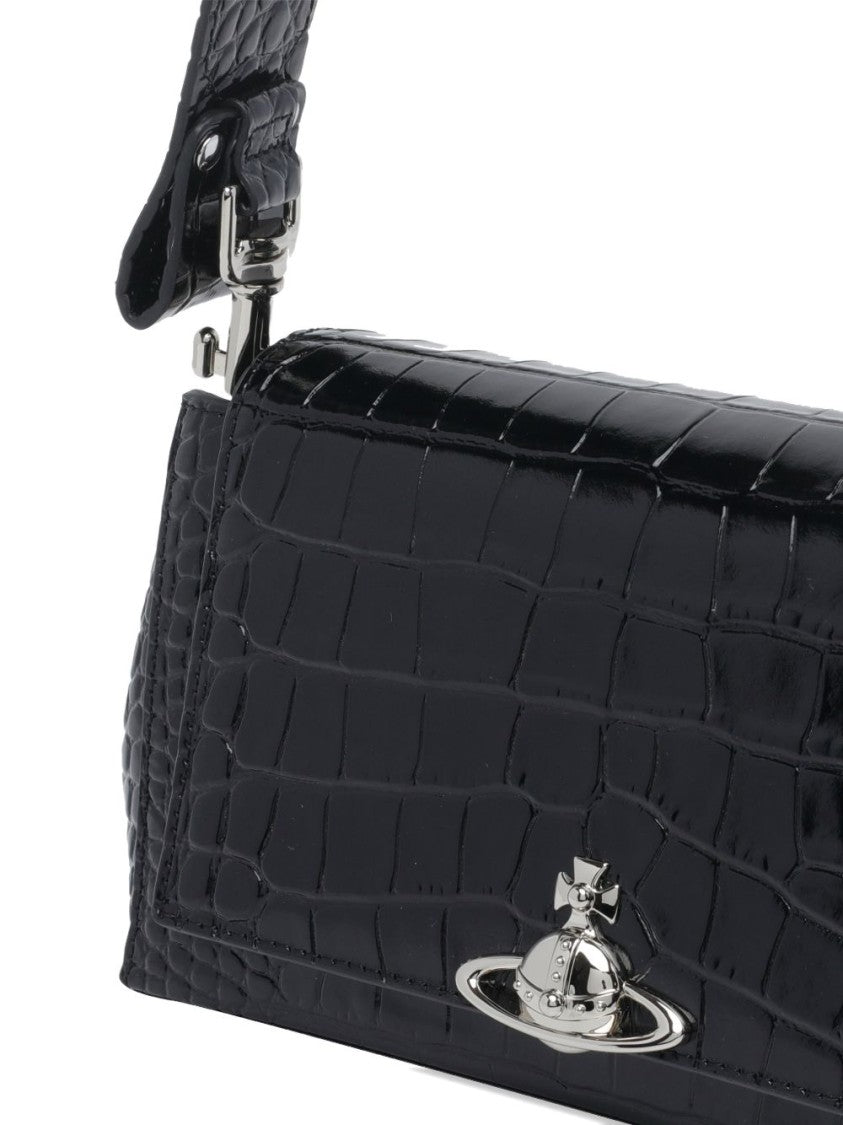 Vivienne Westwood Black Logo Plaque Shoulder Bag