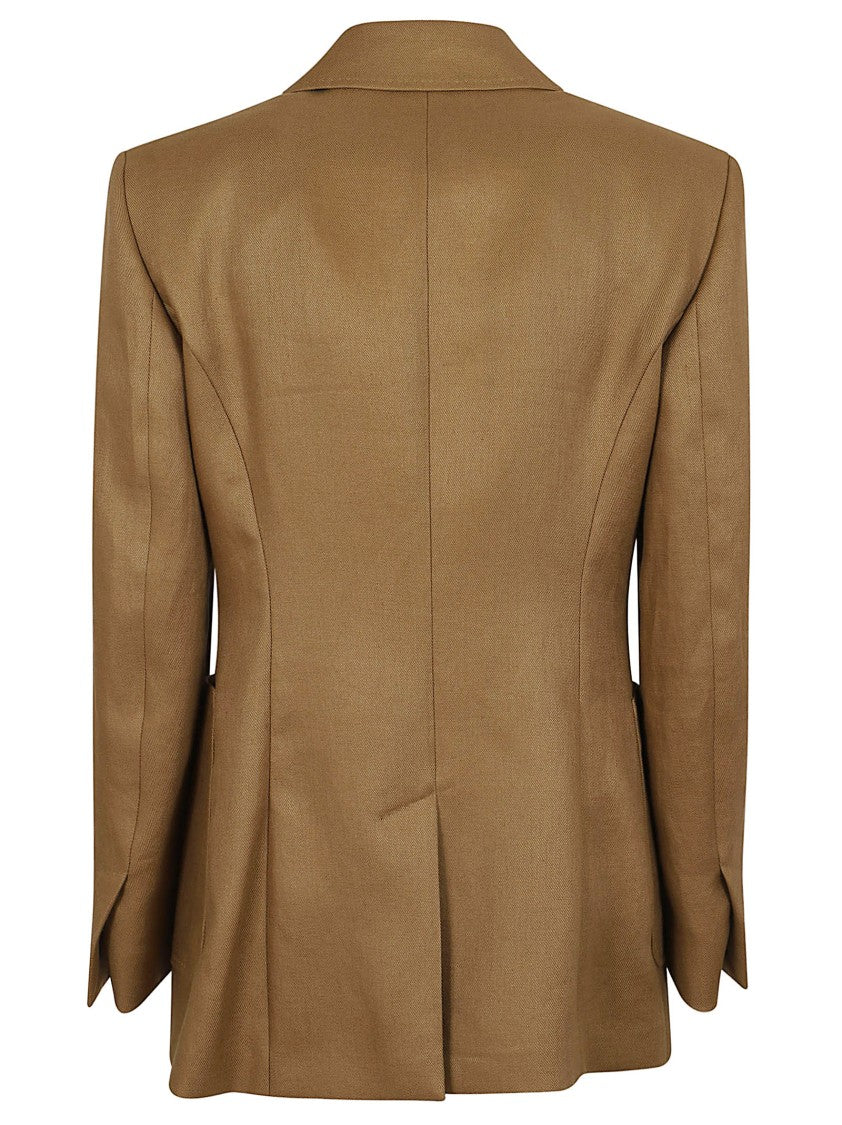 Max Mara Linen Blazer With Notched Lapels And Patch Pockets