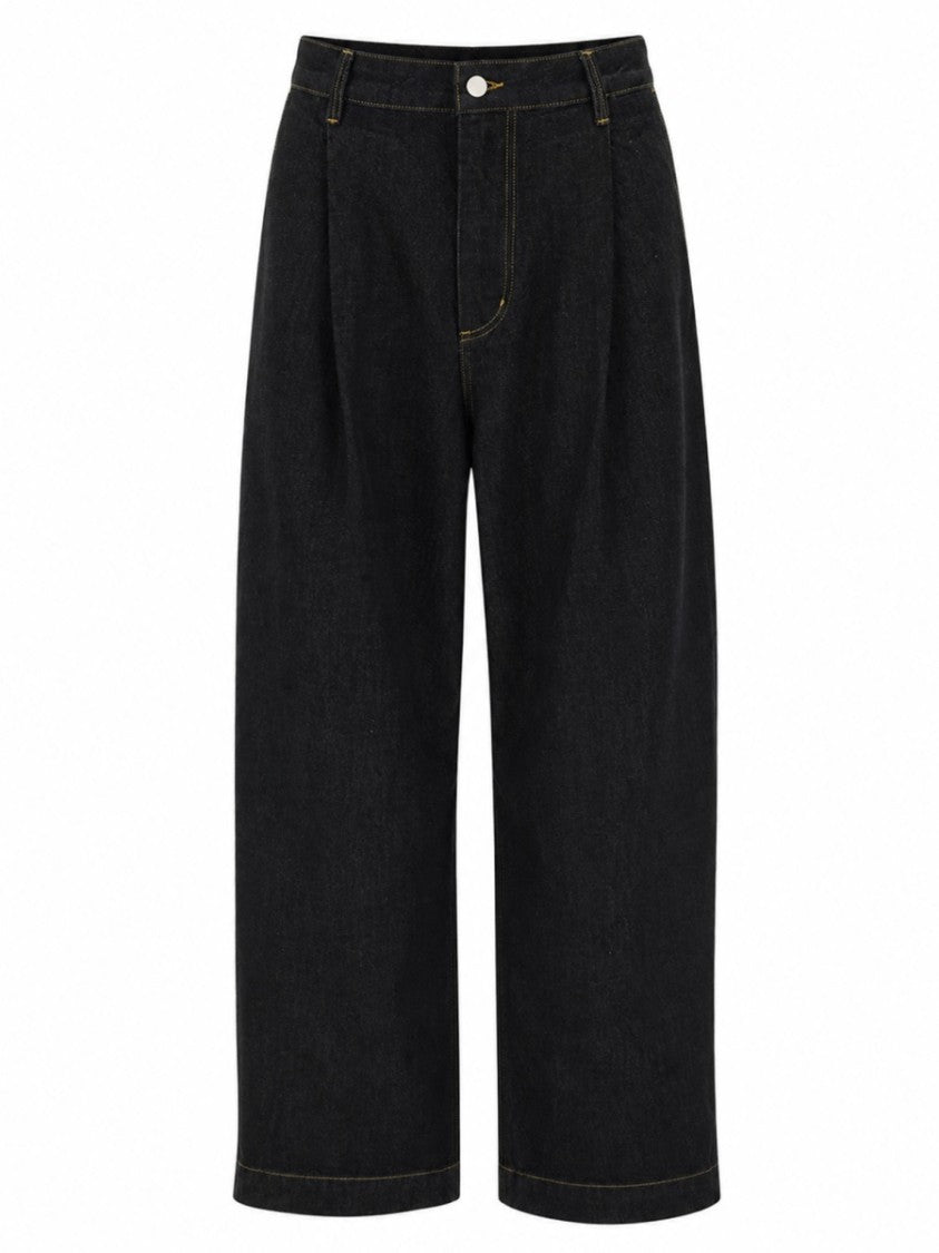 Studio Nicholson Wide-Leg Pleated Cropped Denim Jeans