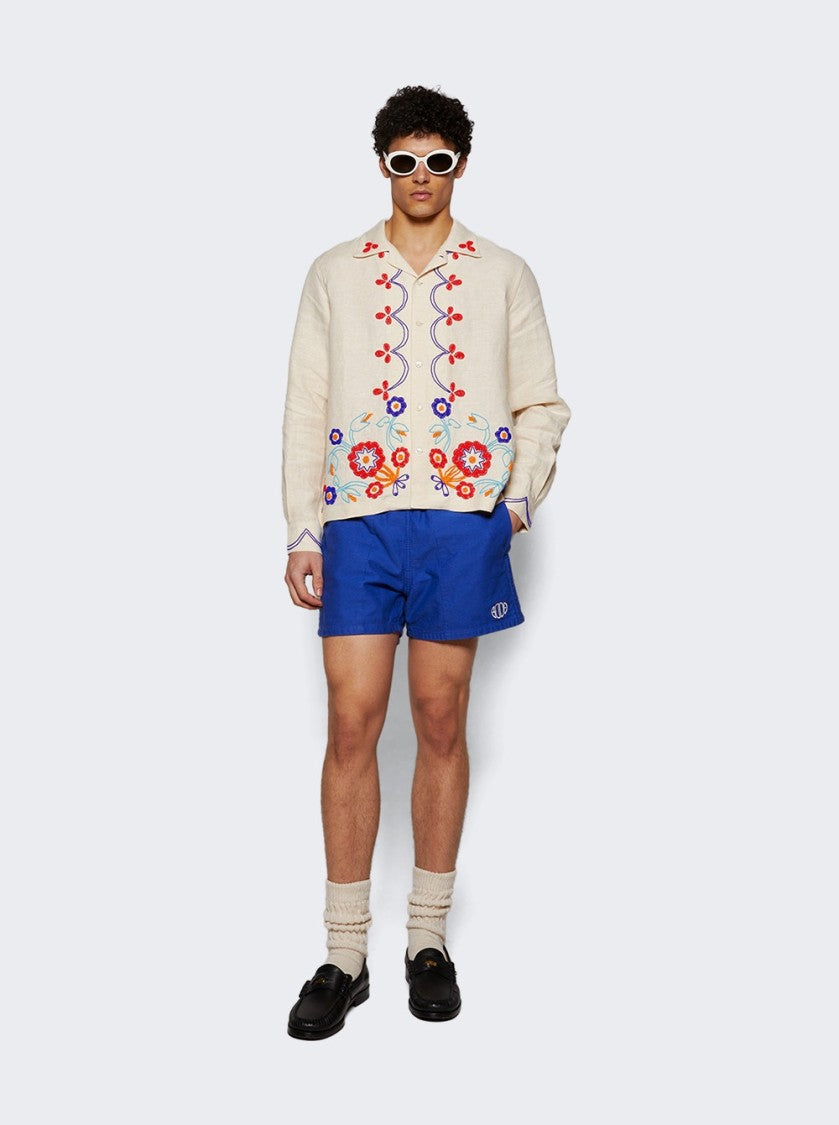 Bode Beaded Garden Party Shirt Ecru