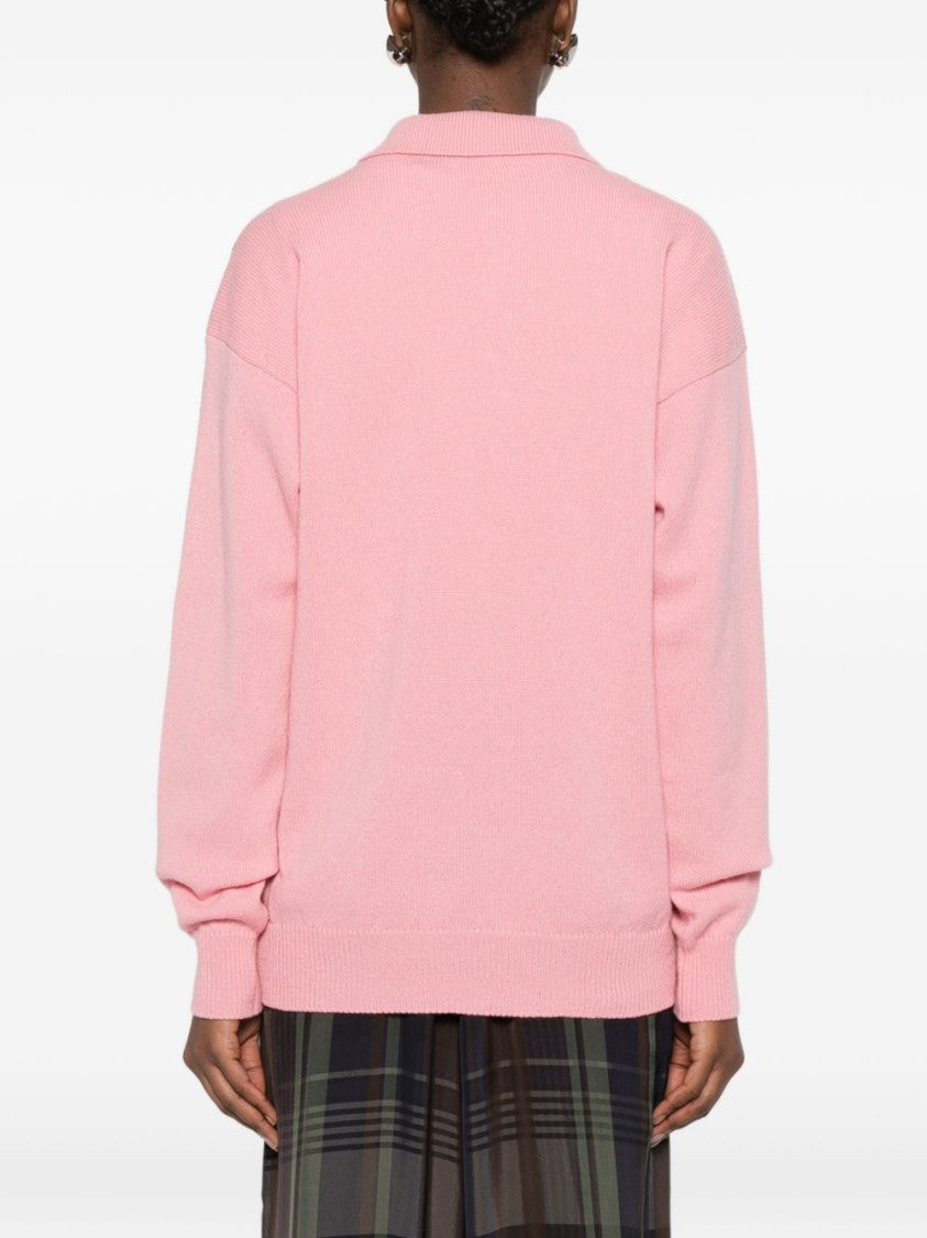 J. W. Anderson Grey Argyle Pattern Long-Sleeved Polo Sweater