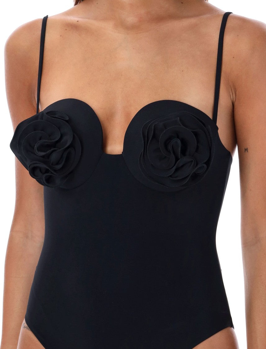 Magda Butrym One-Piece Swimsuit With Textured Floral Appliqués