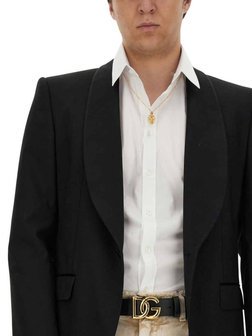Dolce & Gabbana White Gold Fit Italian Collar Shirt