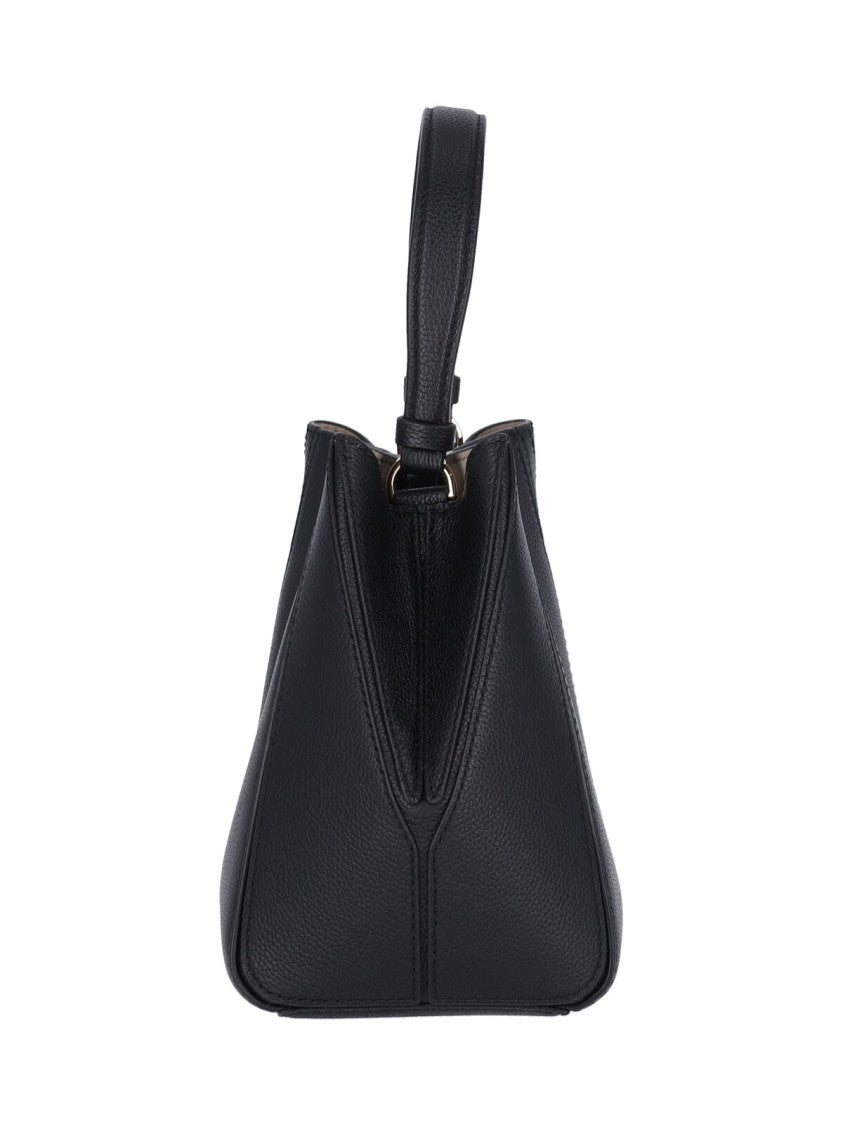 Tory Burch Structured Black Leather Mcgraw Shoulder Bag