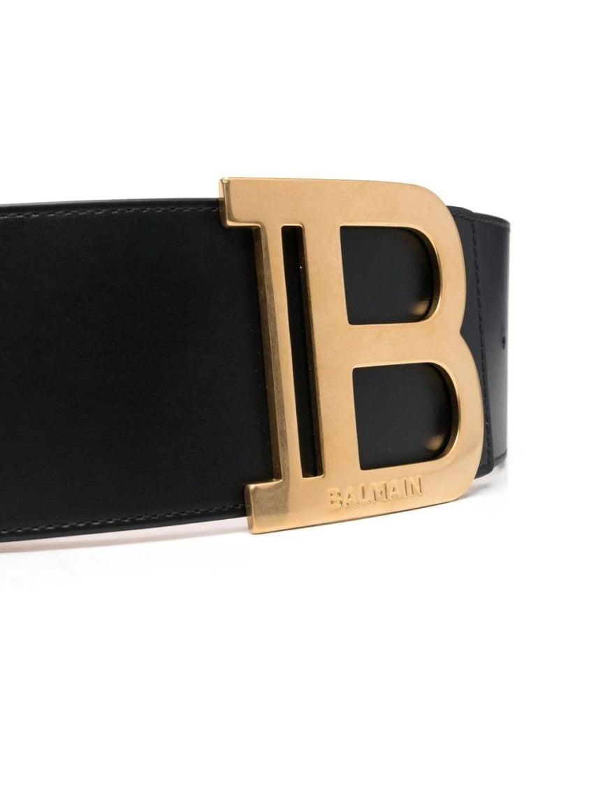 Balmain Wide Black Leather Belt