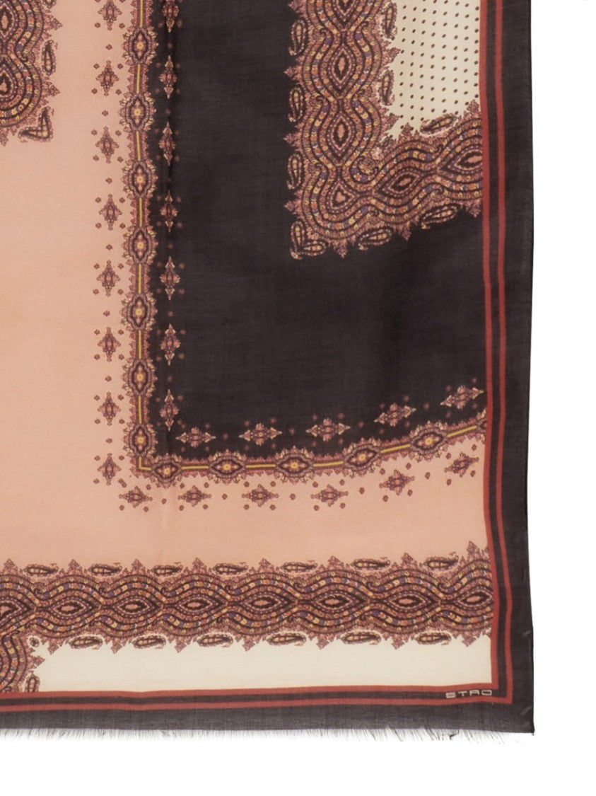 Etro Intricate Print Scarf In Wool-Cashmere-Silk Blend