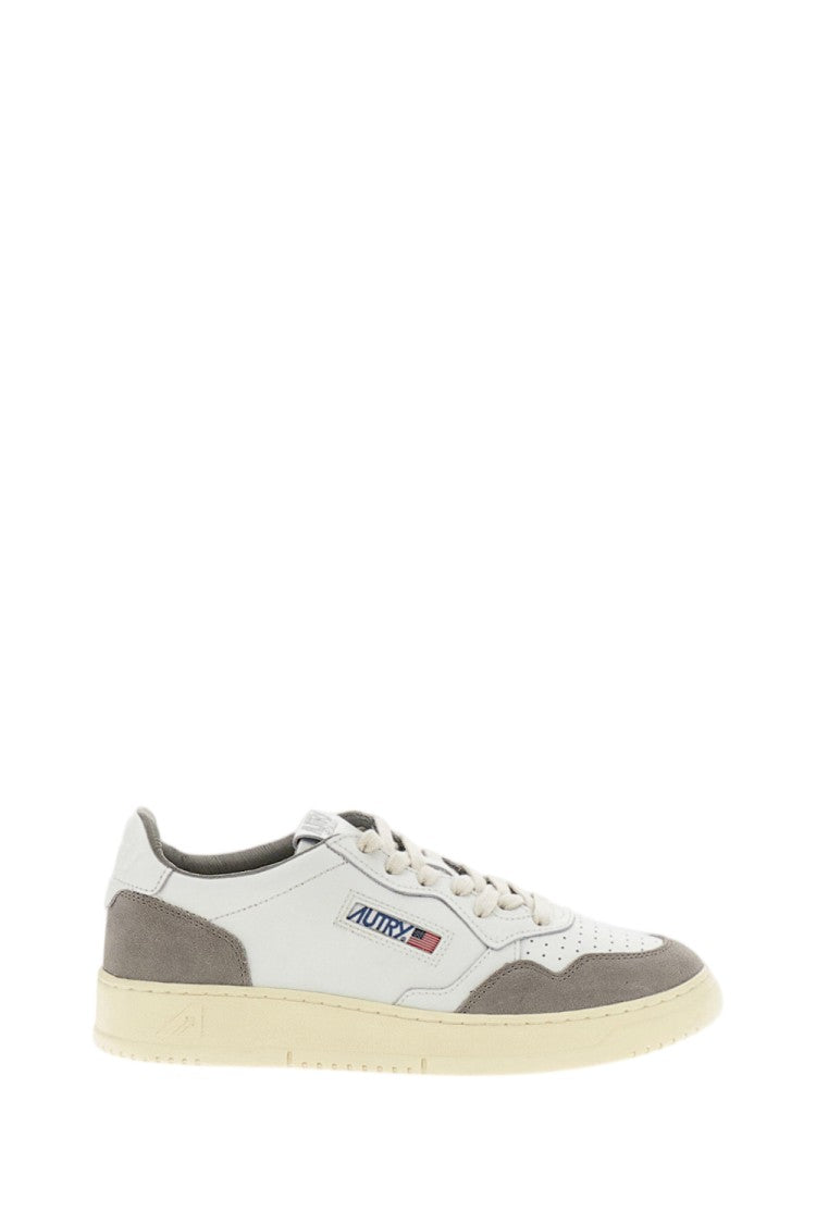 Autry White Grey Medalist Low Leather Suede Sneakers