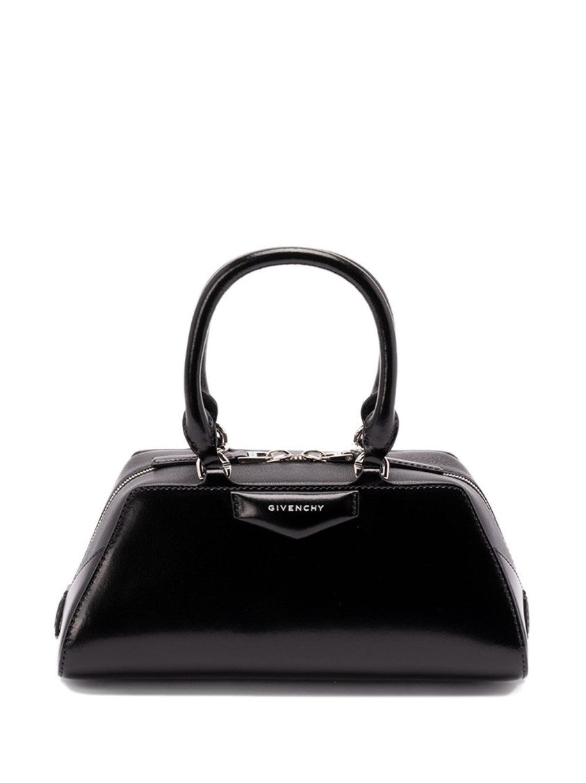 Givenchy Structured Black Handbag With Glossy Finish And Versatile Straps